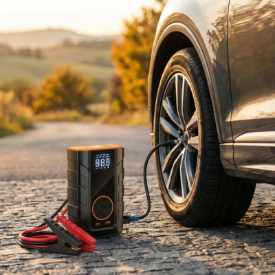 Booster batterie gonfle roue voiture