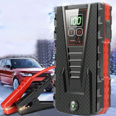 chargeur batterie booster devant suv rouge bordeau
