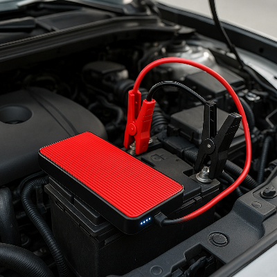 chargeur booster batterie rouge charge batterie voiture sous capot