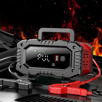 chargeur de batterie voiture grand ecran sur le moteur de la voiture