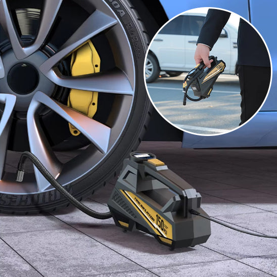 le gonfleur est à la main d'un monsieur