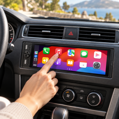 Autoradio android en place sur le tableau de bord
