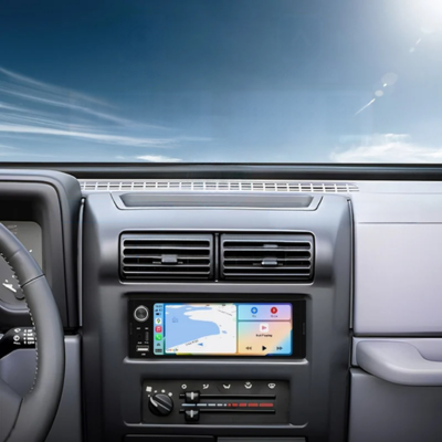 Autoradio Bluetooth 1 DIN à écran tactile 6,36 pouces installé dans un 4x4