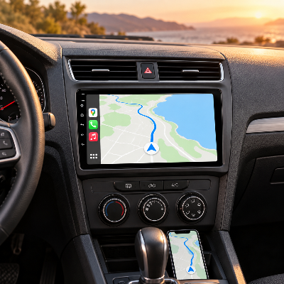 Autoradio bluetooth téléphone avec GPS et smartphone synchronisés