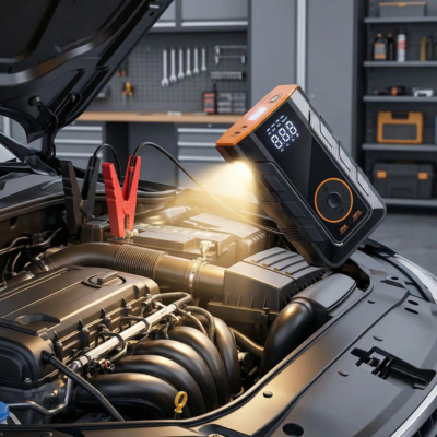 Booster batterie eclaire moteur voiture