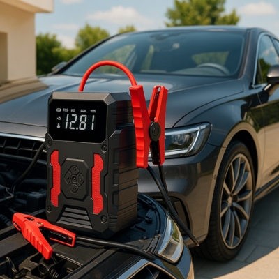 Booster batterie sous capot voiture