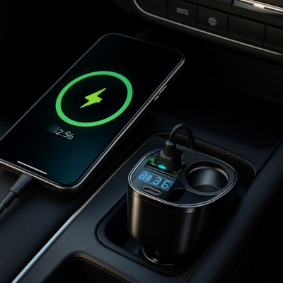 Chargeur telephone voiture charge téléphone console noir