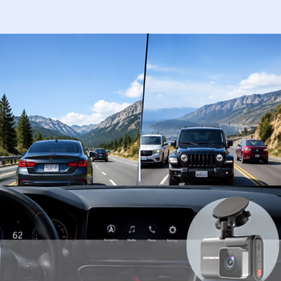 Dashcam pour voiture vision devant et vision derriere
