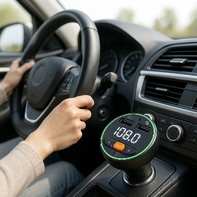 FM Transmetteur Bluetooth allume cigare voiture femme conduit