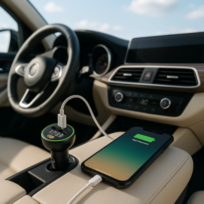 FM Transmetteur Bluetooth charge telephone rapidement