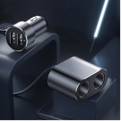 Fréquence Bluetooth voiture noire avec double allume-cigare, son parfait, musique sans fil et recharge rapide