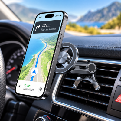 Support magnetique telephone voiture | Fixation 1 Clic