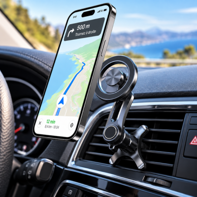 Support magnetique telephone voiture | Fixation 1 Clic