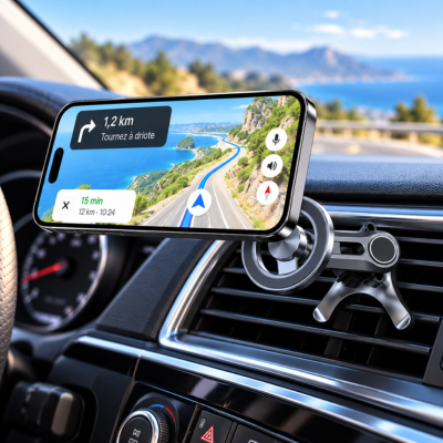 Support magnetique telephone voiture | Fixation 1 Clic