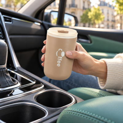 Tasse isotherme anti-fuite pratique à emporter en voiture ou dans un sac