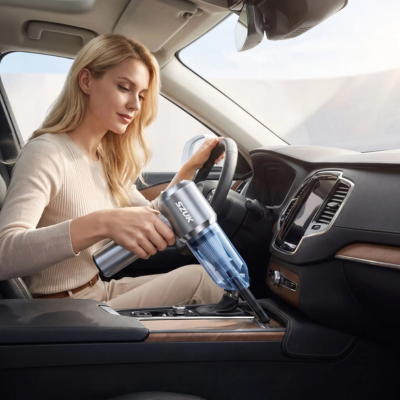 Aspirateur de voiture sans fil tenu en main, prise en main ergonomique