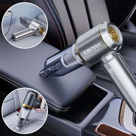 aspirateur pour voiture grise avec filtre en position d aspiration de l accoudoir et du siege