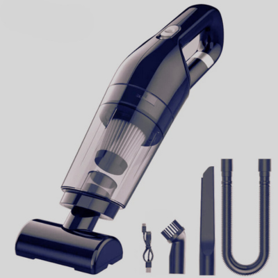 aspirateur voiture sans fil noir avec accessoires et cable de recharge