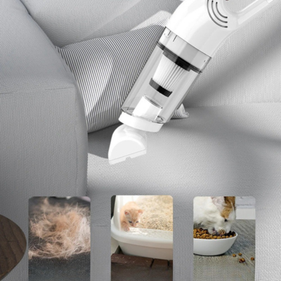 aspirateur voiture sans fil blanc aspire poile animaux et miette par terre 