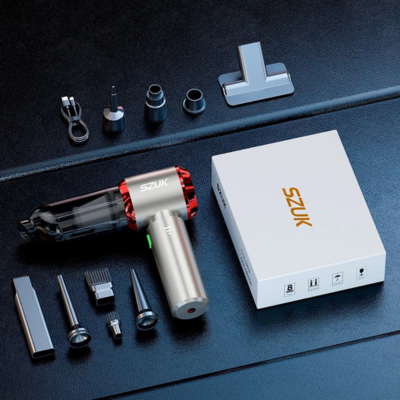 aspirateur voiture sans fil rouge et accessoires
