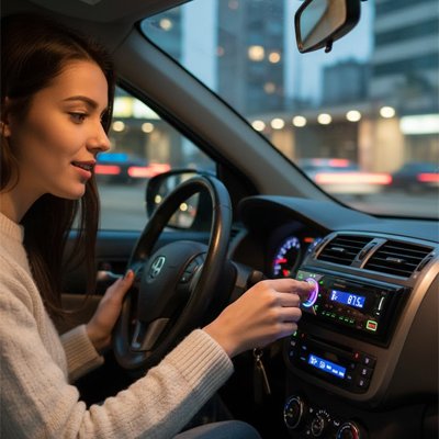Autoradio-bluetooth-utilisation-par-femme