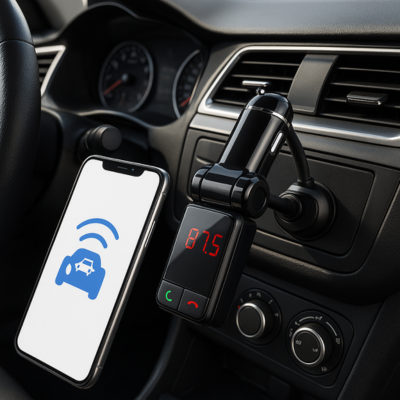 bluetooth fm radio transmitter connecte telephone voiture