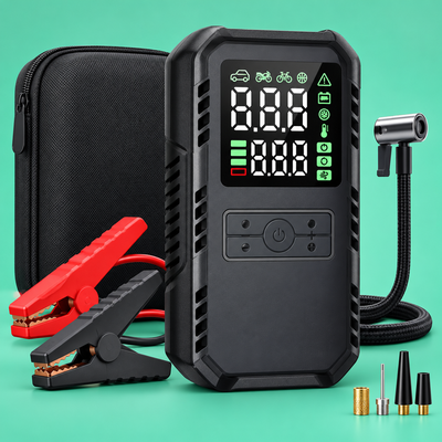 Booster batterie démarrage 1200A 4-en-1 avec pinces et accessoires