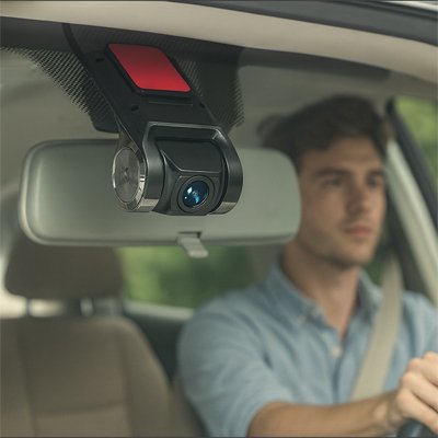 Caméra voiture bonhomme conduit 