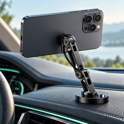 Support ChargeFast avec téléphone en paysage — vue arrière de la fixation