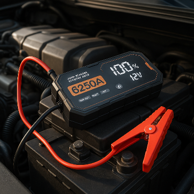 chargeur batterie booster brancher batterie voiture sous capot pour demerer voiture