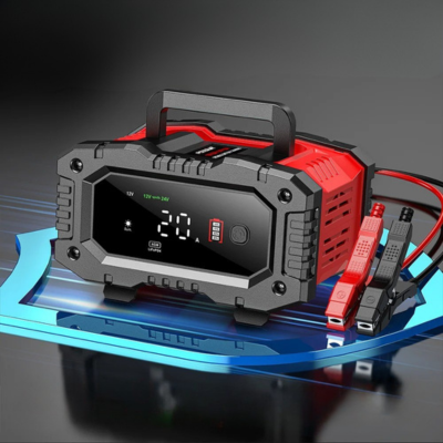 chargeur de batterie voiture multiples protections avec des cosses et grand ecran