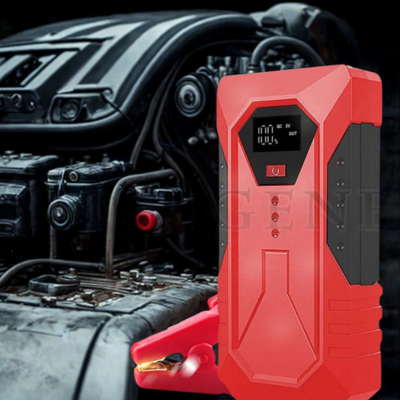 Chargeur de batterie voitures branché sous le capot près du moteur - câbles rouges et noirs connectés aux bornes