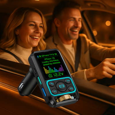 emetteur fm voiture couple dans voiture heureux