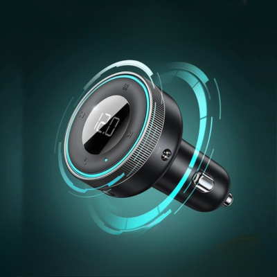 fm transmetteur bluetooth bleu gris