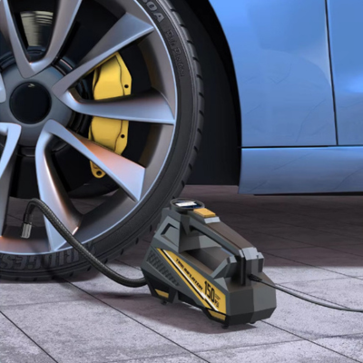 gonfleur pneu gonfle roue voiture bleu