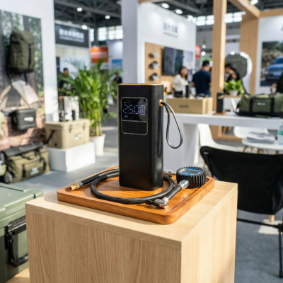 gonfleur pneu voiture expose sur stand