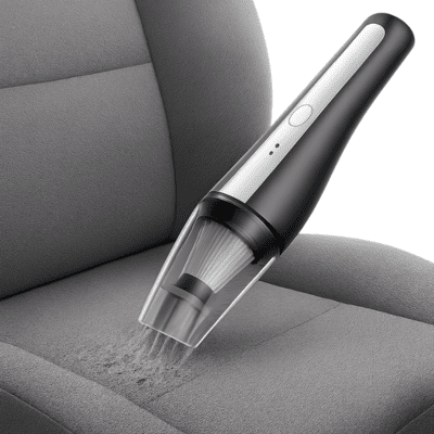 Mini aspirateur portable sans fil aspirant la poussière d'un siège auto