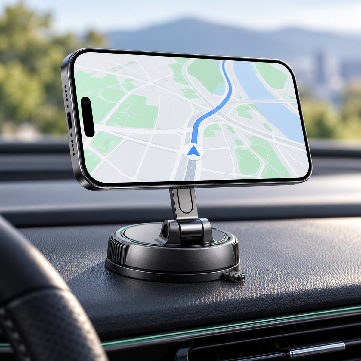 Support StabiloFix avec téléphone horizontal et GPS