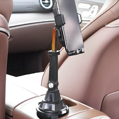 Support de telephone pour voiture telescopique, pose dans le porte-gobelet de voiture, reglable et accessible facilement.