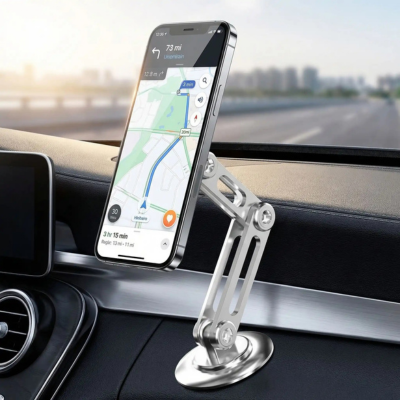 support telephone voiture magnetique silver