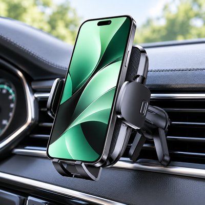 Support pour téléphone en voiture StabiloFix installé dans l'habitacle avec smartphone