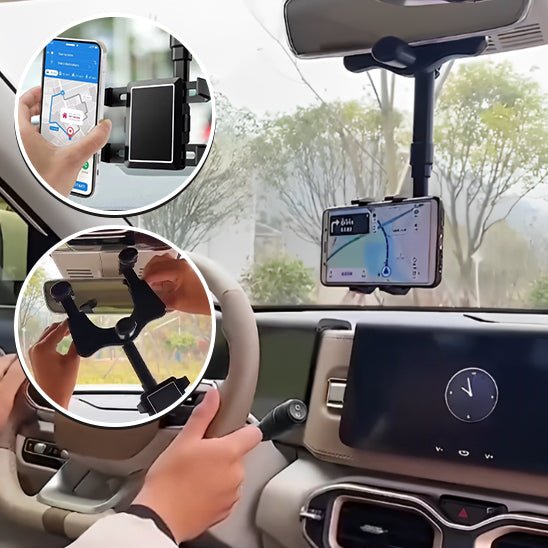 support-telephone-voiture-sur-retroviseur-interieur se met sur le retroviseur pour mettre le telephone en face de notre vision