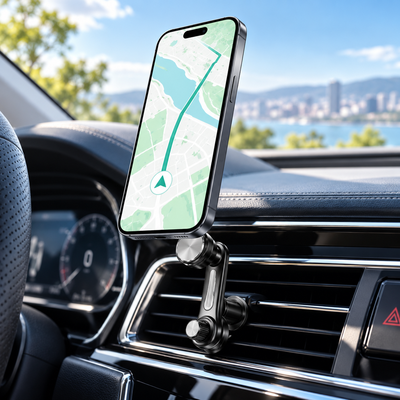 MagFix360 avec téléphone et GPS en portrait