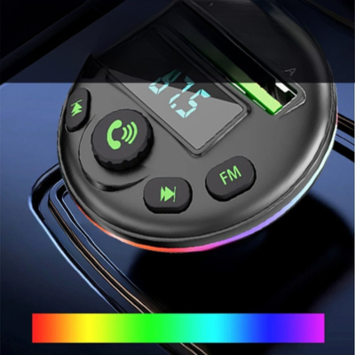 Transmetteur Bluetooth FM avec éclairage LED couleur changeante, musique sans fil et recharge pratique en voiture