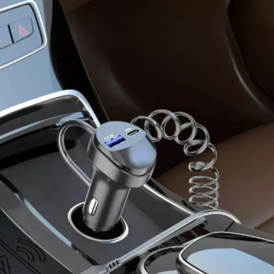 Transmetteur FM voiture avec musique Bluetooth et appels mains libres, branchement allume-cigare et recharge rapide