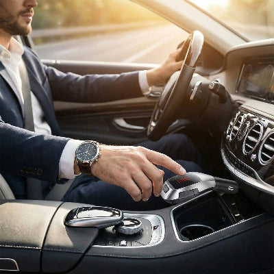 transmetteur fm voiture brancher allume cigare bonhomme conduit